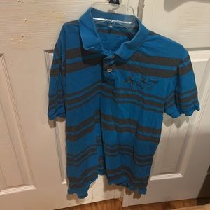 Aeropostale Men’s Blue and Gray Short-Sleeve Polo Shirt M